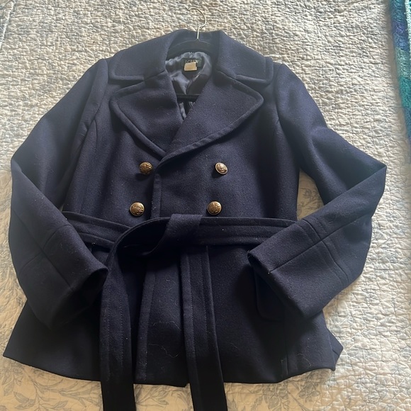 J crew Navy wool coat - Picture 1 of 4